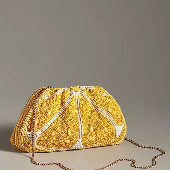Anthropologie Beaded Lemon Clutch Style No. 94673704